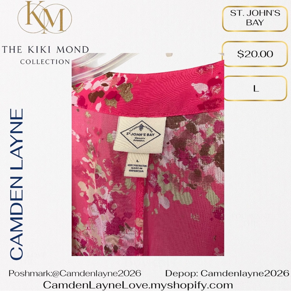 St. John's Bay Pink Floral Kimono - Picture 6 of 6